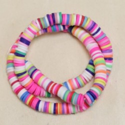 Perles Heishi 6mm de diamètre en pâte polymère - Au fil - Multicolore