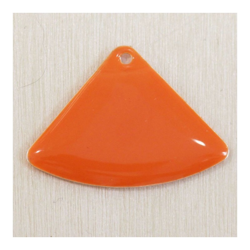 Sequin Emaillé en résine époxy triangle arrondi 18x25mm - Orange