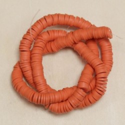 Perles Heishi 6mm de diamètre en pâte polymère - Au fil - Orange Rouille