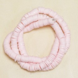 Perles Heishi 6mm de diamètre en pâte polymère - Au fil - Rose Chair