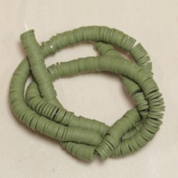 Perles Heishi 6mm de diamètre en pâte polymère - Au fil -  Vert Kaki