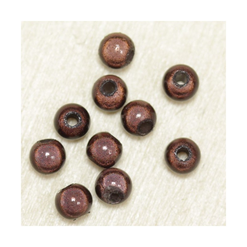 Perles Magiques Rondes 4mm - Lot de 10 Perles - Marron