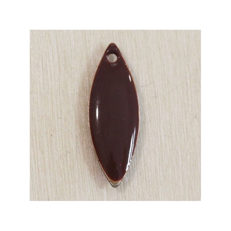 Sequin Emaillé en résine époxy navette 20x8mm - Marron chocolat