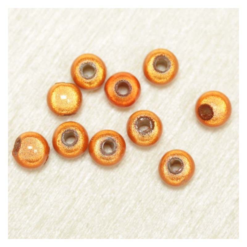Perles Magiques Rondes 4mm - Lot de 10 Perles - Orange