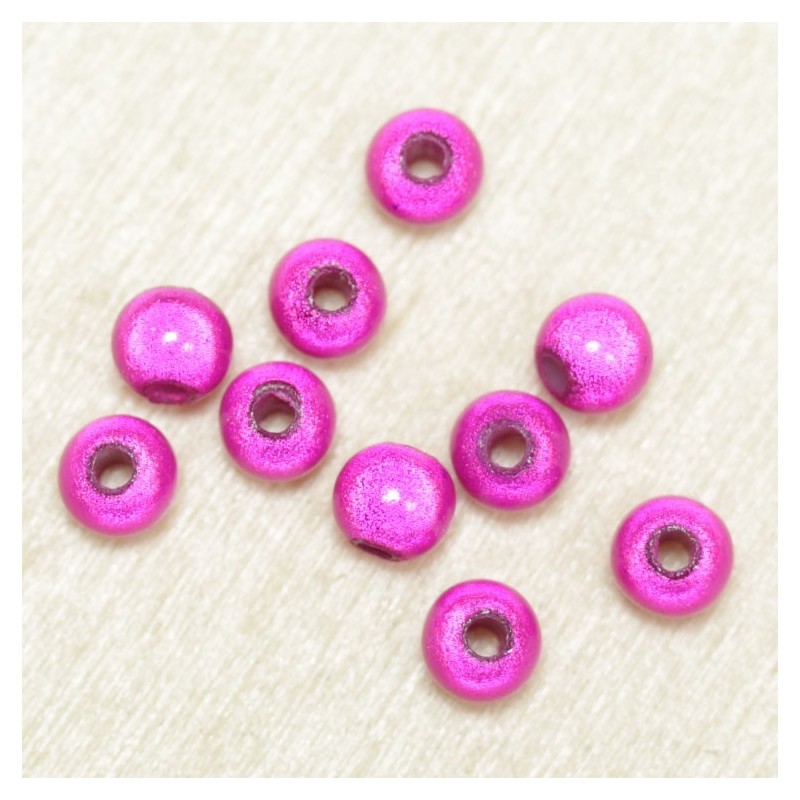 Perles Magiques Rondes 4mm - Lot de 10 Perles - Rose Fuchsia