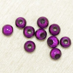 Perles Magiques Rondes 4mm - Lot de 10 Perles - Violet Foncé