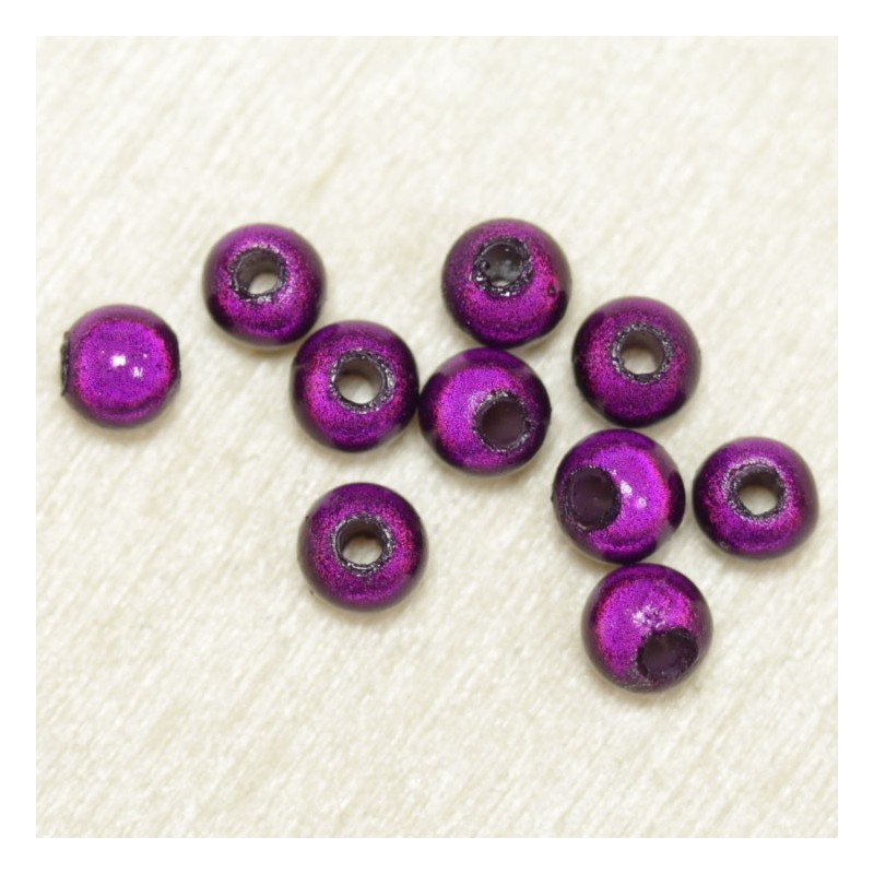 Perles Magiques Rondes 4mm - Lot de 10 Perles - Violet Foncé