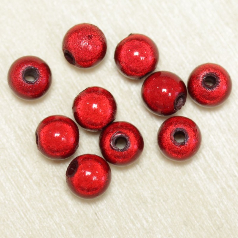 Perles Magiques Rondes 6mm - Lot de 10 Perles - Rouge
