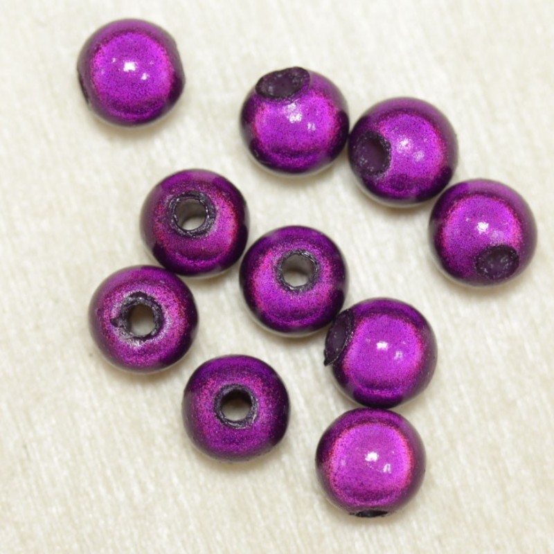 Perles Magiques Rondes 6mm - Lot de 10 Perles - Violet Foncé