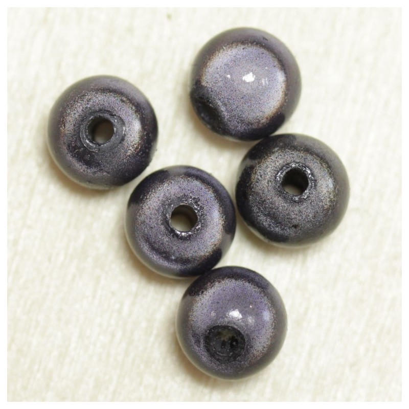 Perles Magiques Rondes 8mm - Lot de 5 Perles - Noir Gris