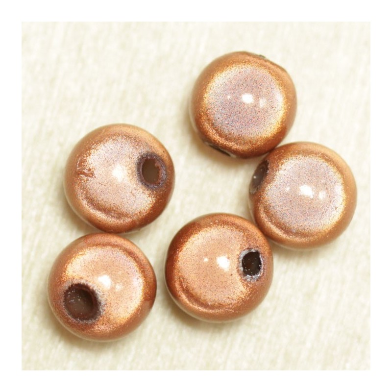 Perles Magiques Rondes 8mm - Lot de 5 Perles - Orange Rouille