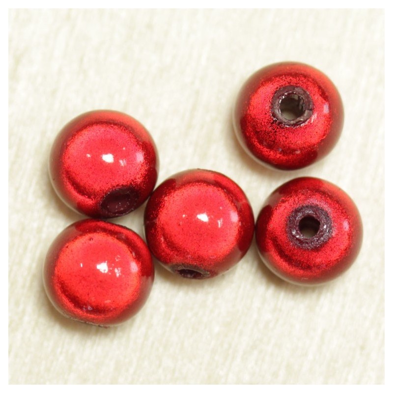 Perles Magiques Rondes 8mm - Lot de 5 Perles - Rouge