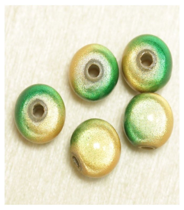 Perles Magiques Rondes 8mm - Lot de 5 Perles - Vert et Jaune
