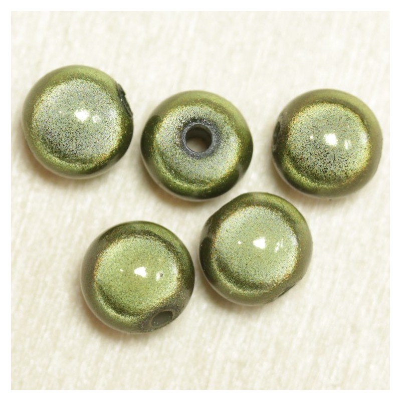 Perles Magiques Rondes 8mm - Lot de 5 Perles - Vert Kaki