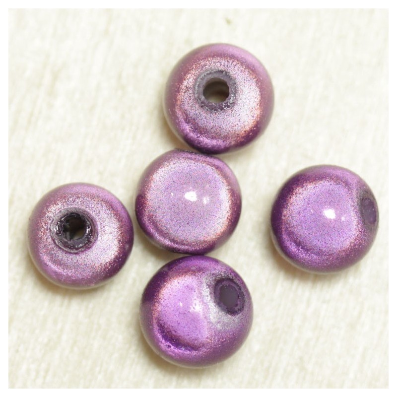 Perles Magiques Rondes 8mm - Lot de 5 Perles - Violet