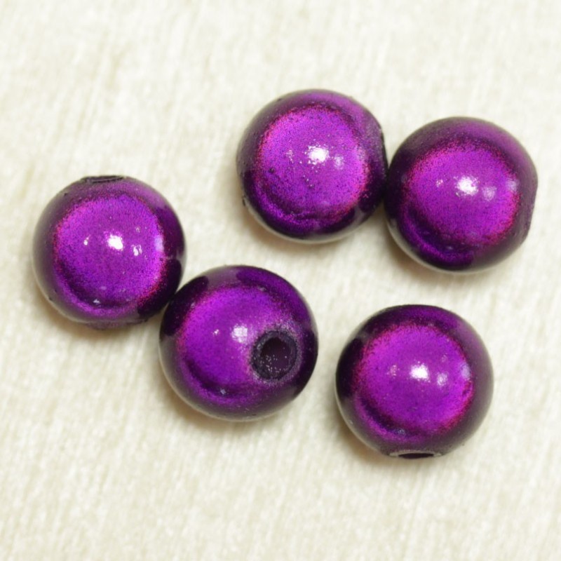 Perles Magiques Rondes 8mm - Lot de 5 Perles - Violet Foncé