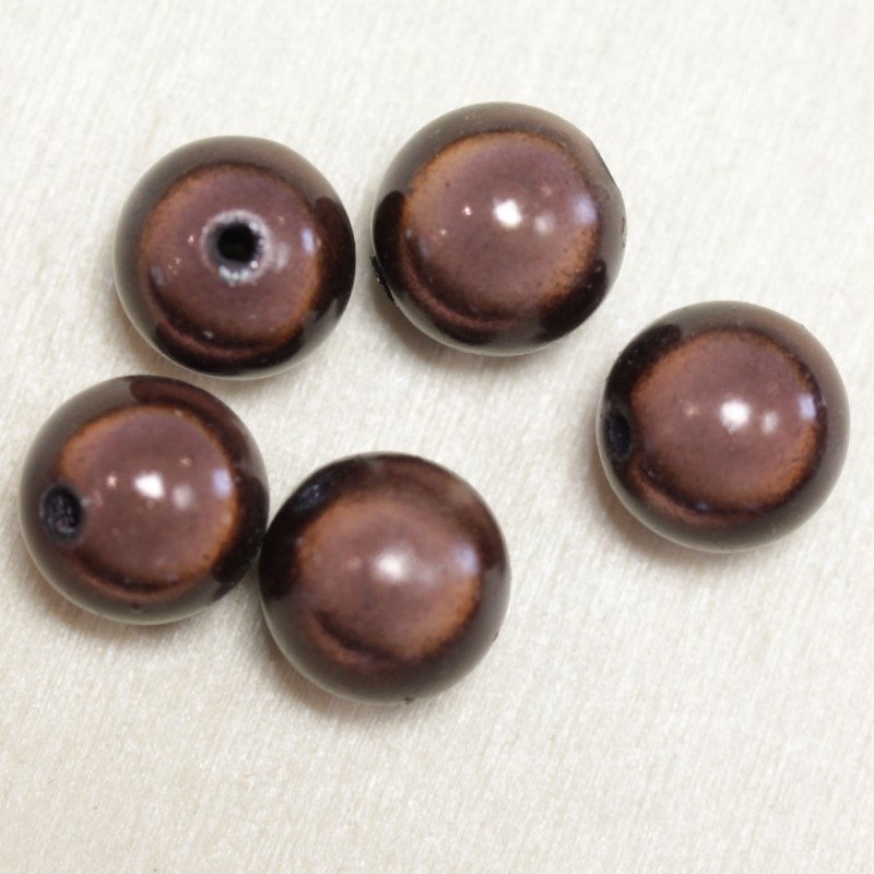 Perles Magiques Rondes 14mm - Lot de 5 Perles - Marron