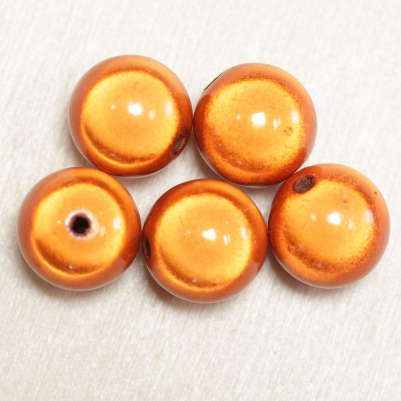 Perles Magiques Rondes 14mm - Lot de 5 Perles - Orange