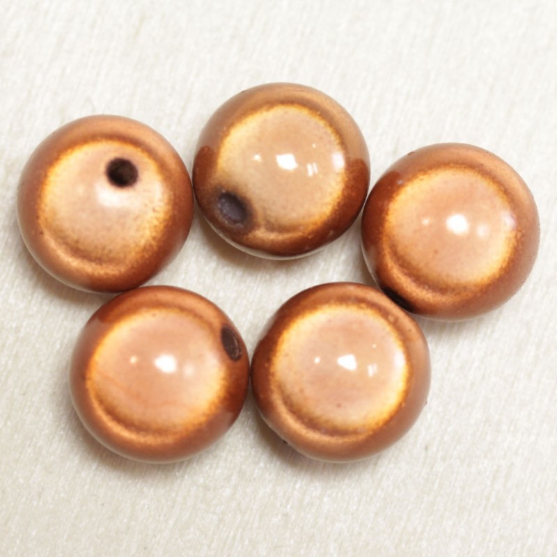 Perles Magiques Rondes 14mm - Lot de 5 Perles - Orange Rouille