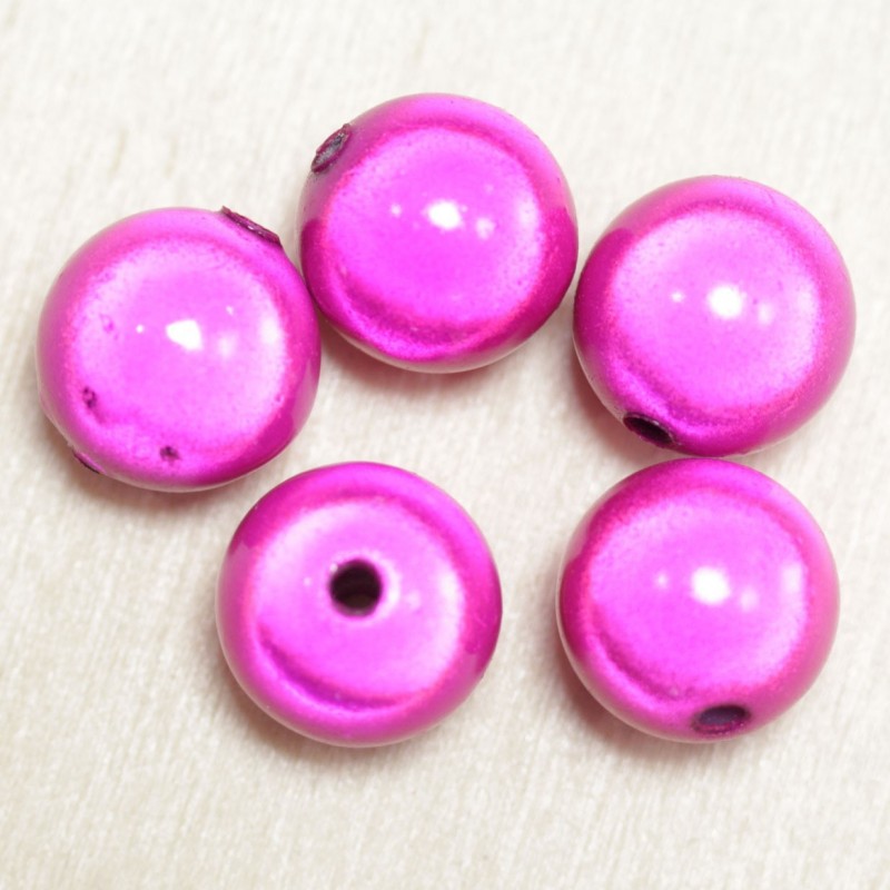 Perles Magiques Rondes 14mm - Lot de 5 Perles - Rose Fuchsia