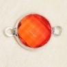 Connecteur cristal - 17x11mm - Rond 10mm - Argenté et orange