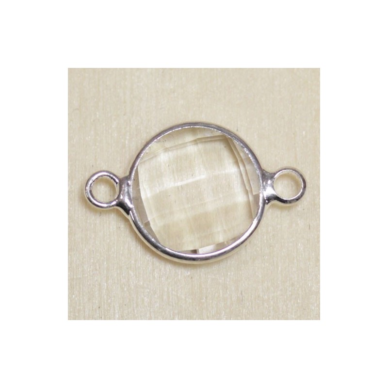 Connecteur cristal - 20x13mm - Rond 12mm - Argenté et cristal