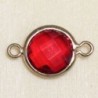 Connecteur cristal - 14x8mm - Rond 7mm - Doré et rouge