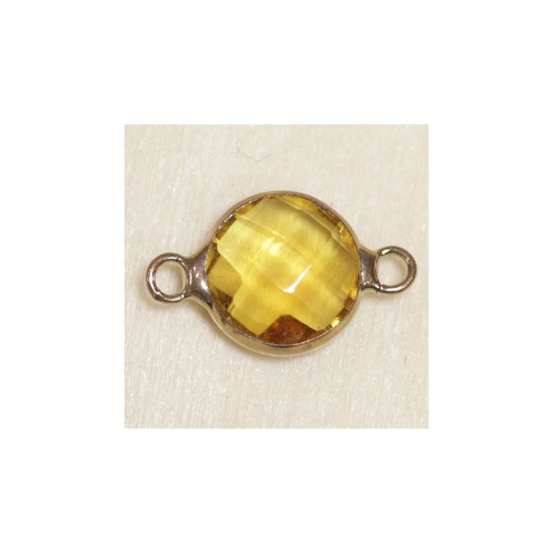 Connecteur cristal - 17x11mm - Rond 10mm - Doré et jaune