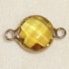 Connecteur cristal - 17x11mm - Rond 10mm - Doré et jaune