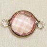 Connecteur cristal - 17x11mm - Rond 10mm - Doré et rose