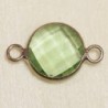 Connecteur cristal - 17x11mm - Rond 10mm - Doré et vert clair