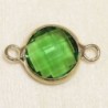 Connecteur cristal - 17x11mm - Rond 10mm - Doré et vert foncé