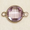 Connecteur cristal - 17x11mm - Rond 10mm - Doré et violet lavande