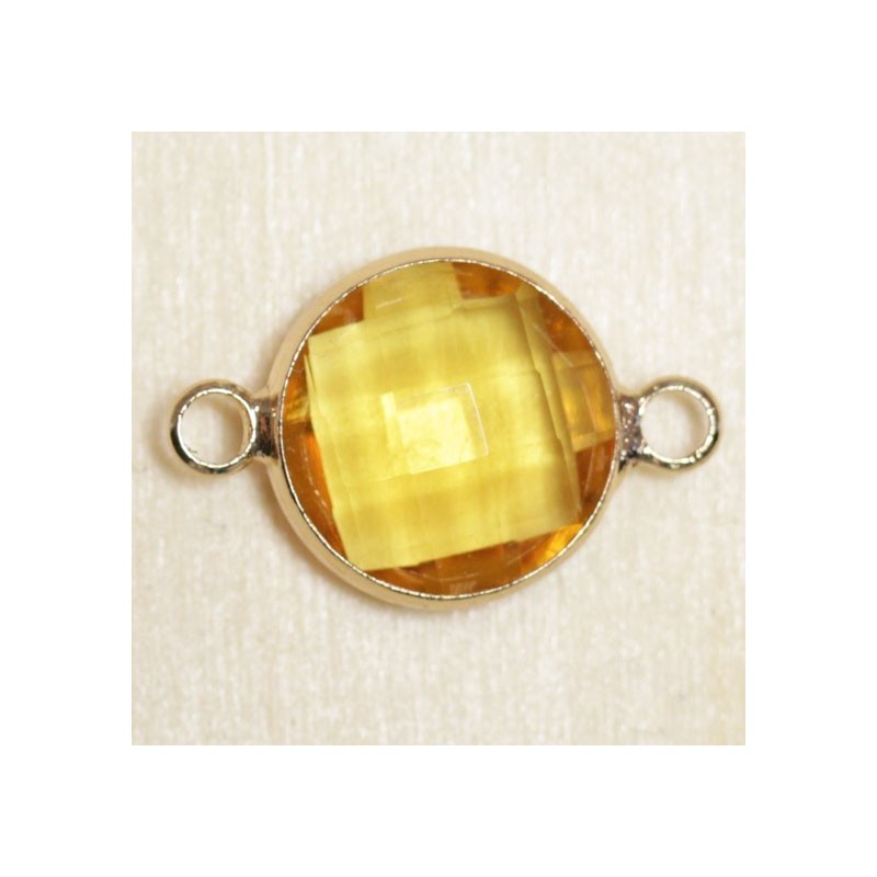 Connecteur cristal - 20x13mm - Rond 12mm - Doré et jaune