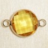 Connecteur cristal - 20x13mm - Rond 12mm - Doré et jaune