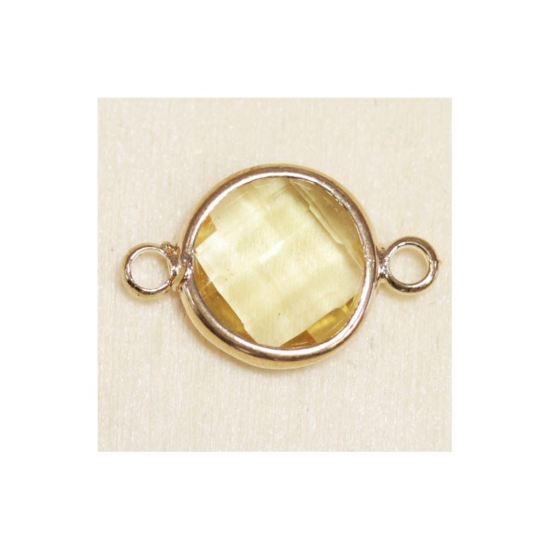 Connecteur cristal - 20x13mm - Rond 12mm - Doré et jaune clair