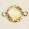 Connecteur cristal - 20x13mm - Rond 12mm - Doré et jaune clair