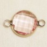 Connecteur cristal - 20x13mm - Rond 12mm - Doré et rose clair