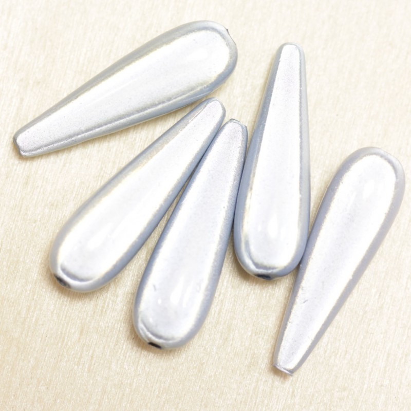 Perles Magiques Gouttes 30x8mm - Lot de 5 Perles - Argenté