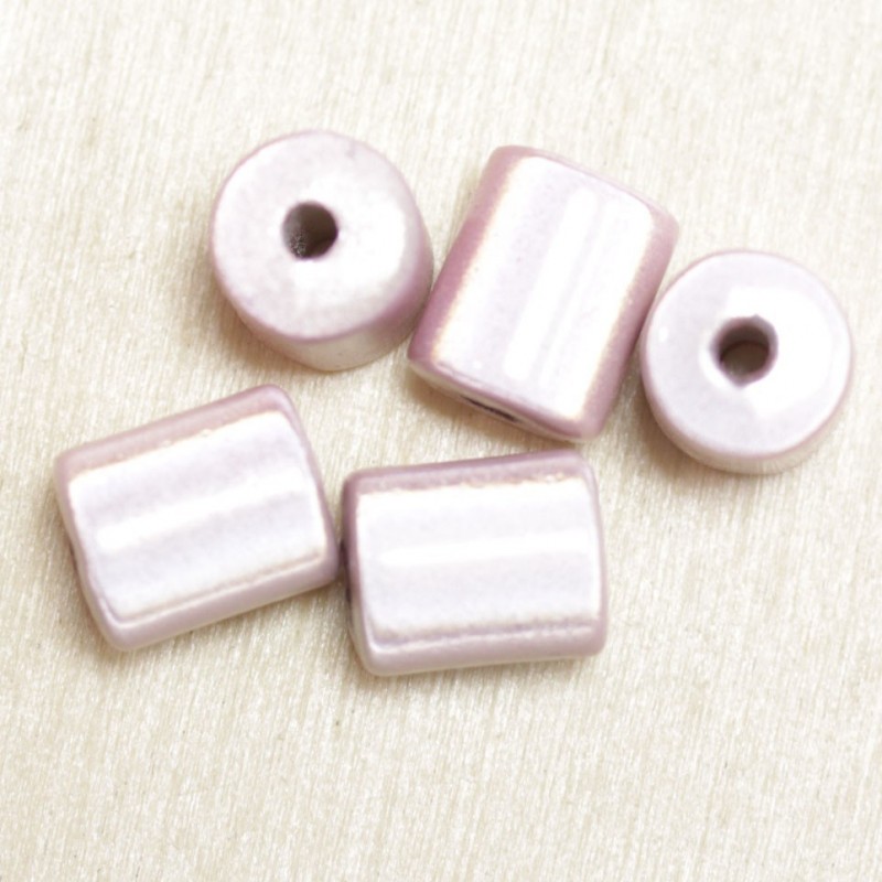 Perles Magiques Cylindres 10x7mm - Lot de 5 Perles - Rose Clair
