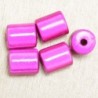 Perles Magiques Cylindres 10x7mm - Lot de 5 Perles - Rose Fuchsia