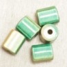 Perles Magiques Cylindres 10x7mm - Lot de 5 Perles - Vert et Jaune