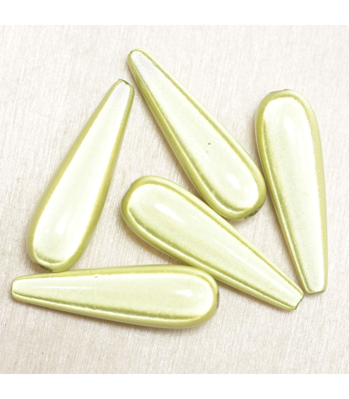 Perles Magiques Gouttes 30x8mm - Vert Citron - Lot de 5 - LA PERLE