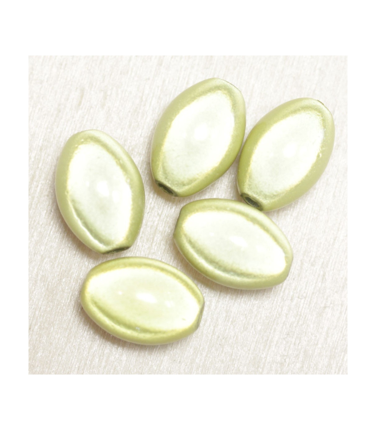 Perles Magiques Olives 14x9mm - Vert Citron - Lot de 5 - LA PERLE