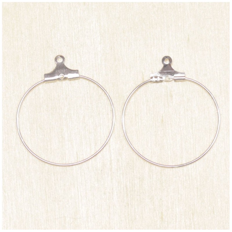 Boucles d'Oreilles Créoles 25mm - Argenté - La Paire