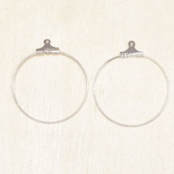 Boucles d'Oreilles Créoles 30mm - Argenté - La Paire