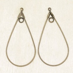 Boucles d'Oreilles Créoles Gouttes 43x22mm - Bronze - La Paire