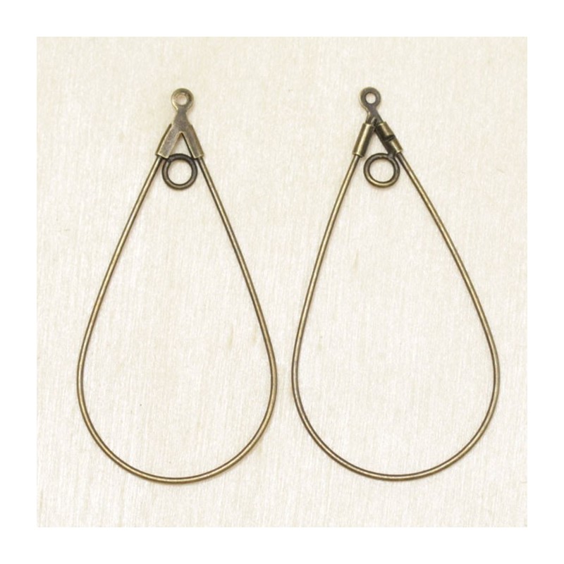 Boucles d'Oreilles Créoles Gouttes 43x22mm - Bronze - La Paire