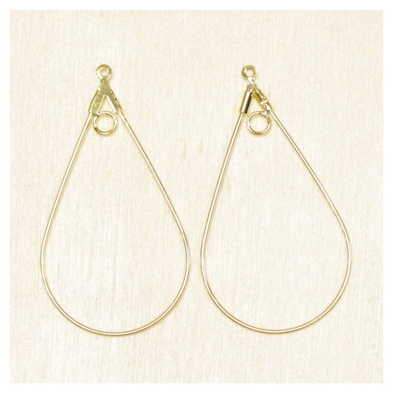 Boucles d'Oreilles Créoles Gouttes 43x22mm - Doré- La Paire