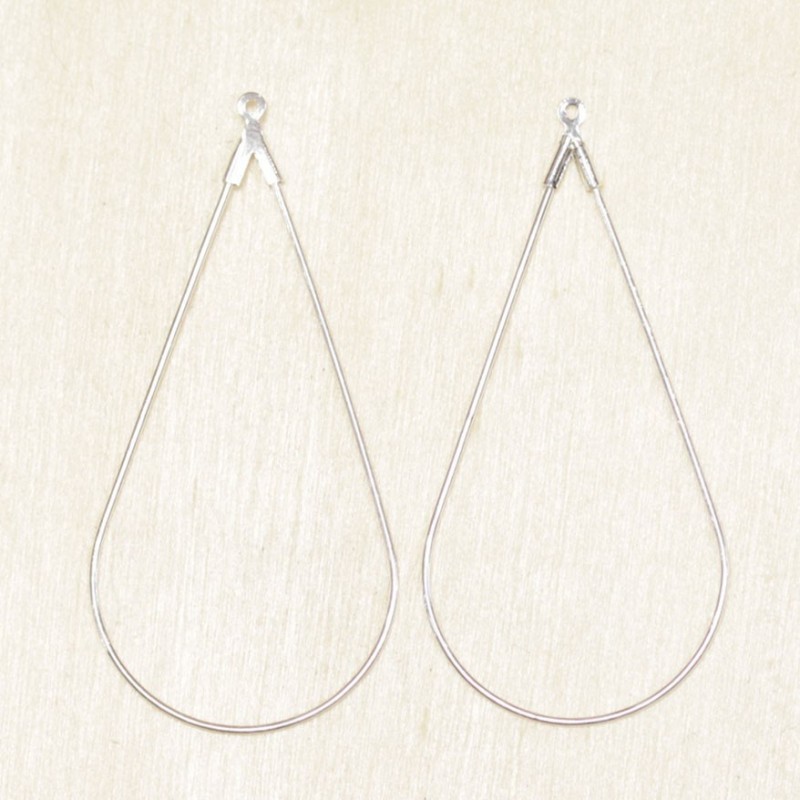 Boucles d'Oreilles Créoles Gouttes 53x26mm - Argenté - La Paire